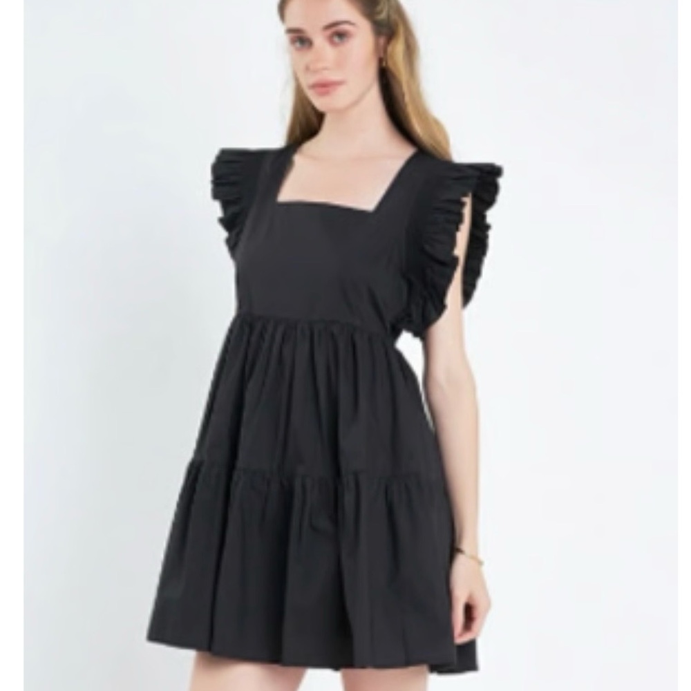 Vici Black Ruffled Mini Dress